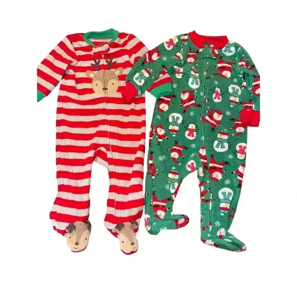 CARTERS BABY fleece sleepers size 6 months bundle of 2 - Picture 1 of 2